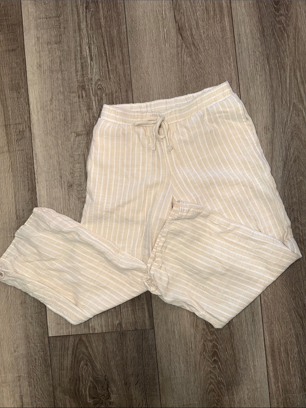 art class Cream & White Striped Drawstring Joggers